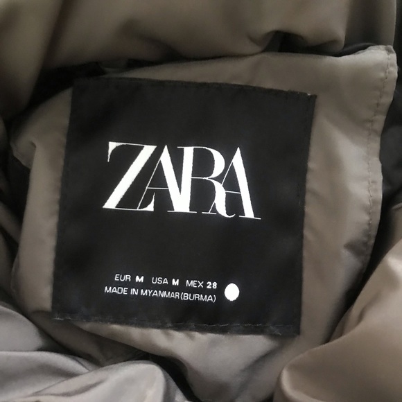 Zara HOODED QUILTED JACKET Dark Khaki M - Picture 7 of 15